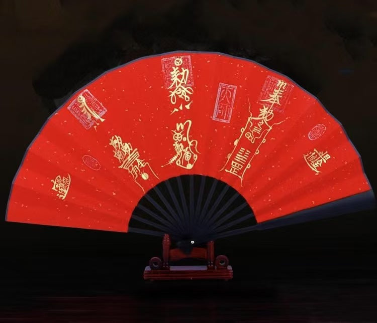 定制风水秀砂-道长手绘开光五路财神扇-调和房屋内外冲突能量